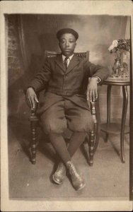 Black Americana Studio Image Well Dressed Man c1910 Real Photo Postcard