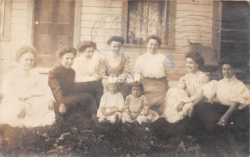 C55/ Napoleon Ohio Postcard Real Photo RPPC 1908 Family Home Porch