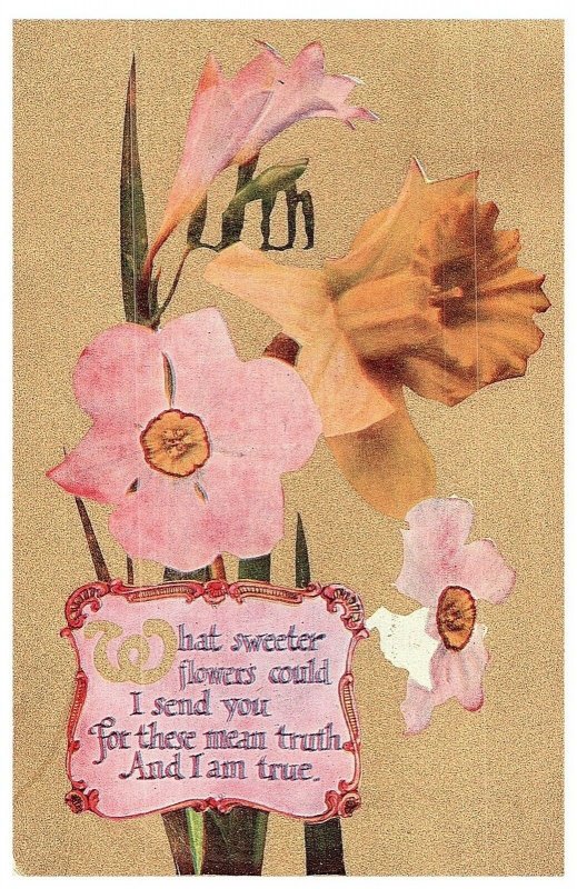 What Sweeter Flowers Antique Floral Postcard 1910