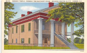 Camden South Carolina 1940s Postcard Masonic Temple formely The Court House