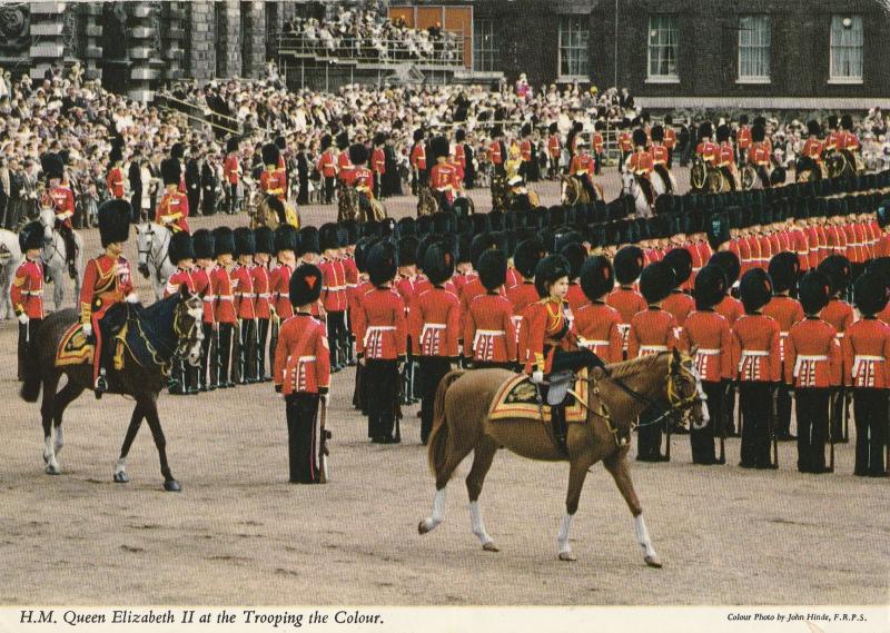 H.M. Queen Elizabeth Trooping The Colour Ceremony London Postcard Horses