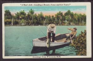 Fishermen,Greetings From Wisconsin Dells,WI Postcard