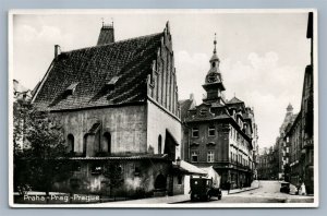 SYNAGOGUE PRAGUE CZECH REPUBLIC VINTAGE REAL PHOTO POSTCARD RPPC