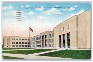 Rockford Illinois IL Postcard East Side Senior High School Exterior 1951 Vintage