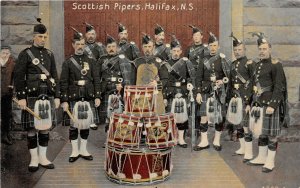 H46/ Halifax Nova Scotia Canada Postcard c1910 Scottish Pipers Drum