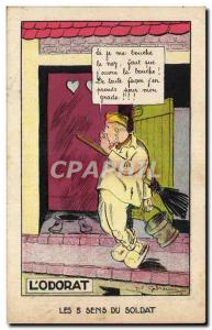 Old Postcard Fantasy Militaria Humor The five senses of smell