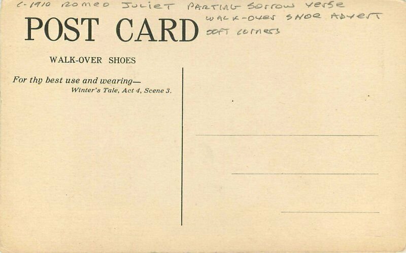 Advertising Walkover C-1910 Romeo Juliet Parting Sorrow Verse Postcard 21-1145