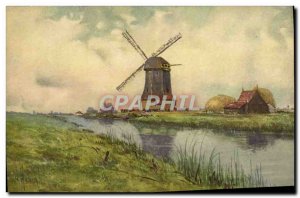 Postcard Fantasy Illustrator Old Windmill