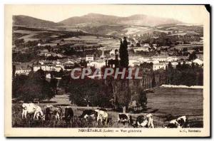 Postcard Old Noiretable Vue Generale Cows