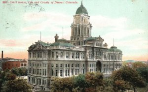 Vintage Postcard 1910's Court House City & County Building Denver Colorado CO