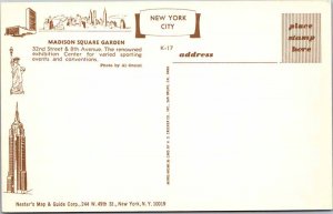 Postcard ARENA SCENE Madison Square Garden New York NY AM9220