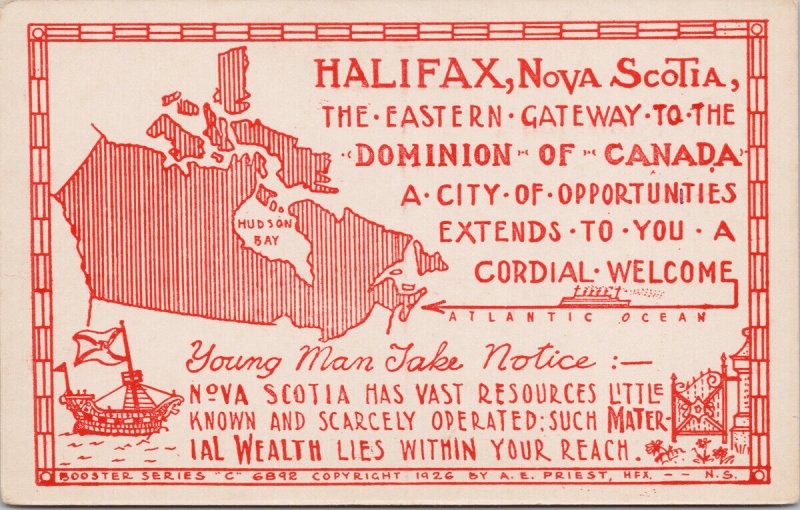 Halifax Nova Scotia Cordial Welcome Booster Series C 6892 AE Priest Postcard E91