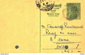 India Postal Stationery Ashoka 10 p to Jaipur