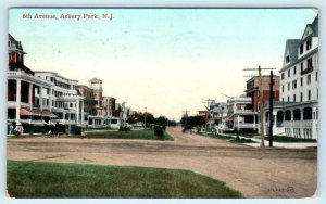 ASBURY PARK, New Jersey NJ ~ Street Scene 6th AVENUE 1909  Postcard