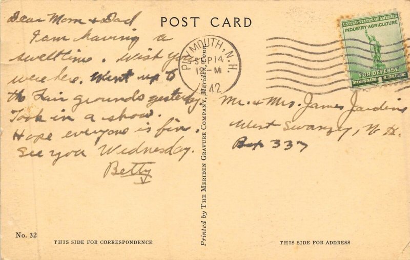 Plymouth New Hampshire 1942 Postcard A White Mountain Birch Road