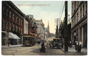 Main Street, Looking East, Connellsville, Pennsylvania Unused Divided Postcard