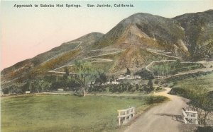 Hand-Colored Postcard; Approach to Soboba Hot Springs, San Jacinto CA 1920s