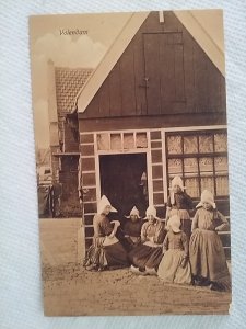 Netherlands Postcard - Volendam - Women Girls in Traditional Dutch Dress