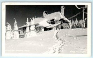 RPPC  MT. SPOKANE LODGE, Washington WA ~ Winter Snow 1945 Real Photo Postcard