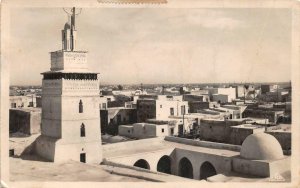 RPPC TUNISIA TO USA MOSQUE BOU CHOUICHA VILLE ARABE REAL PHOTO POSTCARD 1949