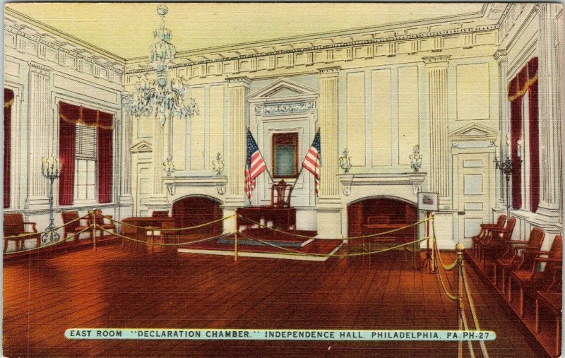 Declaration Chamber Independence Hall Philadelphia PA Interior Vintage Postcard 