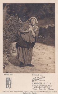 Farm Worker Photo Sepia Carbon Negative Advertising Postcard