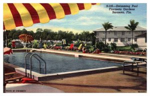 Postcard SWIMMING POOL SCENE Sarasota Florida FL AR5928