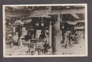 Black River Falls WISCONSIN RPPC 1920 INTERIOR RESTAURANT Fall Hall Glen WI KB