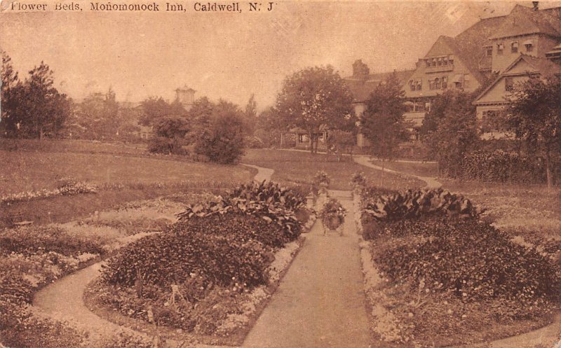 Flower Beds, Monomonoc Inn, Caldwell, New Jersey, Early Postcard, Used in 1911