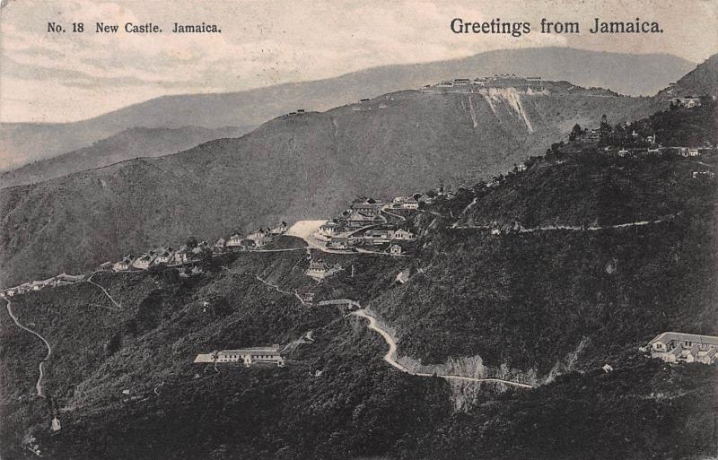 Greetings from Jamaica, New Castle, Jamaica, Early Postcard, Used in 1911