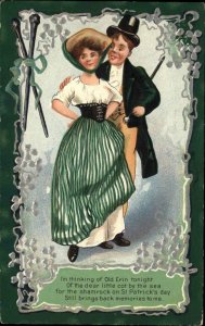 St. Patrick's Day Irish Man & Woman Series 3 c1910 Embossed Postcard #2