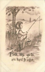 Cobb Shinn Fishing Comic Humor 1911 Tom Yad  #318 Postcard 12677