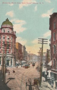 Albany, N.Y., Broadway, North From State Street  Divided Back