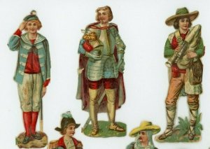 1870's-80's Occupational Soldiers Jester, Hunter Lot Of 16 Victorian Die Cut X96