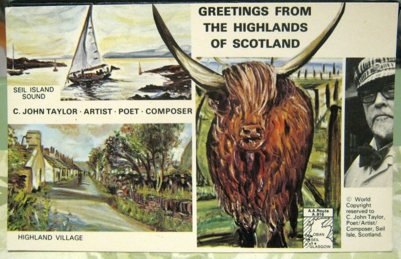 Scotland Greetings from the Highlands C John Taylor - unposted