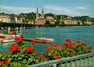 Switzerland Luzern Lucerne Schweizerhofquai und Hofkirche 1967