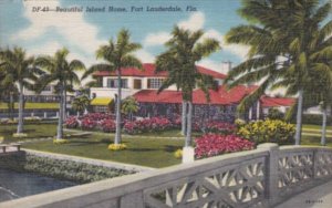 Florida Fort Lauderdale Beautiful Island Home 1957 Curteich