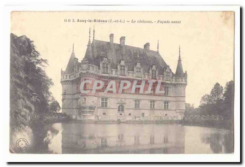 Azay le Rideau Old Postcard The West Facade castle