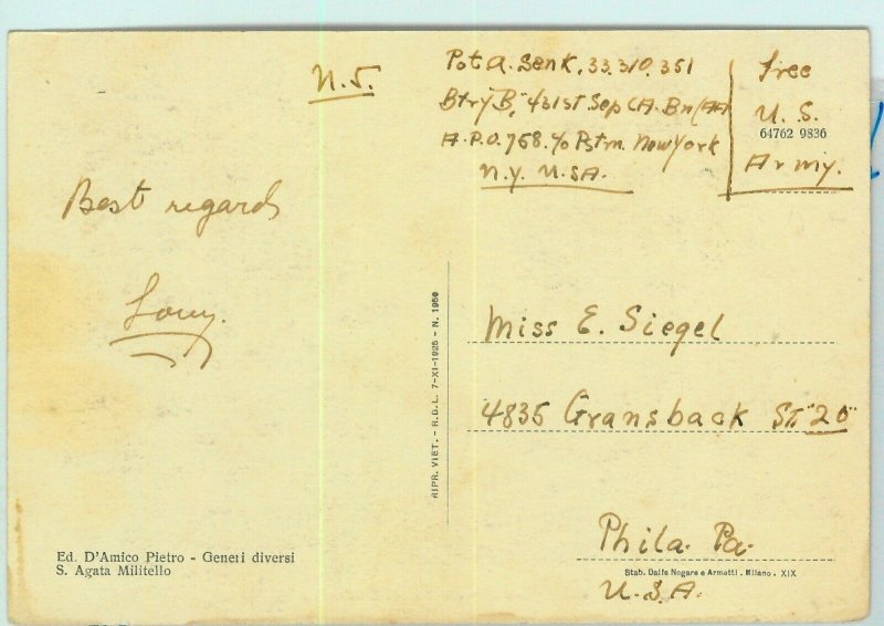 01237 VINTAGE POSTCARD: SANT'AGATA DI MILITELLO - MESSINA-