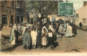 Vintage Postcard Bizerte Tunisia La Place Du Marche