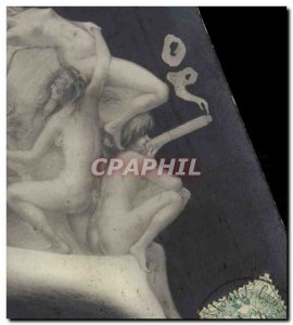 Postcard Old Women Surrealism Gourmand Tobacco Cigarettes