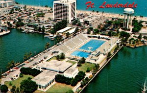 Florida Fort Lauderdale Aerial View Swimming Hall Of Fame Pool 1981