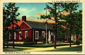 US Post Office Building Southern Pines North Carolina NC Linen Postcard UNP S22