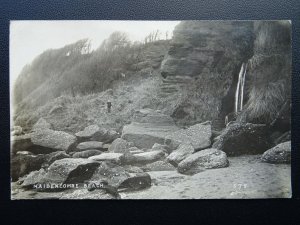 Devon MAIDENCOMBE Beach & Waterfall c1910 RP Postcard by Fine Art Co.