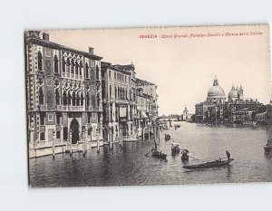 Postcard Canal Grande, Palazzo Cavalli e Chiesa della Salute, Venice, Italy