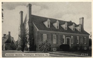 Vintage Postcard 1920's Memorial Mansion Washington Birthplace Va. Virginia