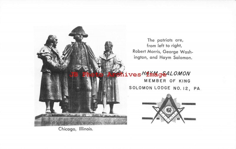 Freemasons Masonic, RPPC, Haym Salomon King Solomon Lodge No 12 Chicago