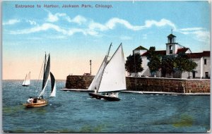 VINTAGE POSTCARD ENTRANCE TO HARBOR AT JACKSON PARK CHICAGO c. 1910s