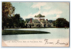 1906 Skating Pavilion Belle Isle Park Detroit Michigan MI Rotograph Postcard