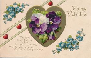 Violets from the Heart that Burns for You - Valentine Greetings - pm 1910 - DB